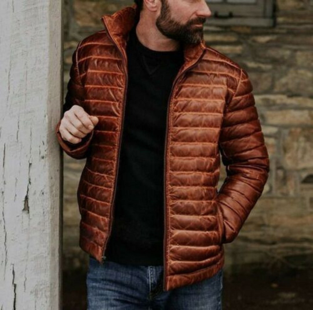 Brand New Men's Real Soft Lamb Skin Leather Puffer Style - Etsy