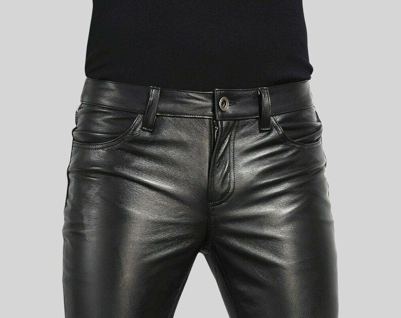 Men's Black Leather Pants Genuine Lambskin Leather Pants - Etsy
