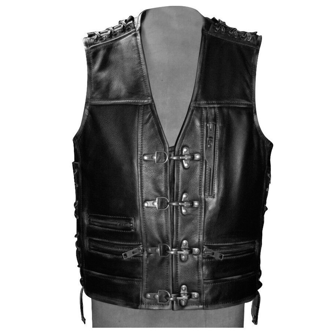 Brand New Men's Vintage Leather Biker Vest Motorcycle Club Etsy