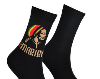 Socks Black Bob Marley Logo One Size = UK 7-11