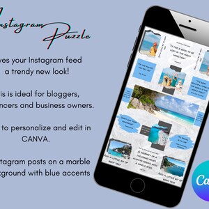 Instagram Puzzle Template, IG Template, Puzzle Post, Canva Instagram Template, Boho Instagram Template, Post Templates, Grid Layout,