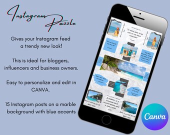 Instagram Puzzle Template, IG Template, Puzzle Post, Canva Instagram Template, Boho Instagram Template, Post Templates, Grid Layout,