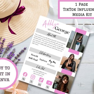 Kit de medios de TikTok, Plantilla de kit de medios Canva, Plantilla de kit de medios TikTok, Plantilla de kit de medios de 1 página, Plantilla de creador de contenido, Influencer