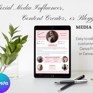 2 Page Media Kit, Social Media Kit, Influencer Press Kit, Blogger Template, Media Kit Template, Influencer Media Kit, Blog Media Kit, Canva