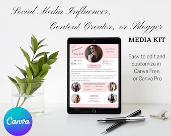 2 Page Media Kit, Social Media Kit, Influencer Press Kit, Blogger Template, Media Kit Template, Influencer Media Kit, Blog Media Kit, Canva