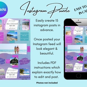Instagram Puzzle Template, Puzzle Feed, Boho Instagram Template, Canva Templates Instagram, Instagram Business, Influencer template