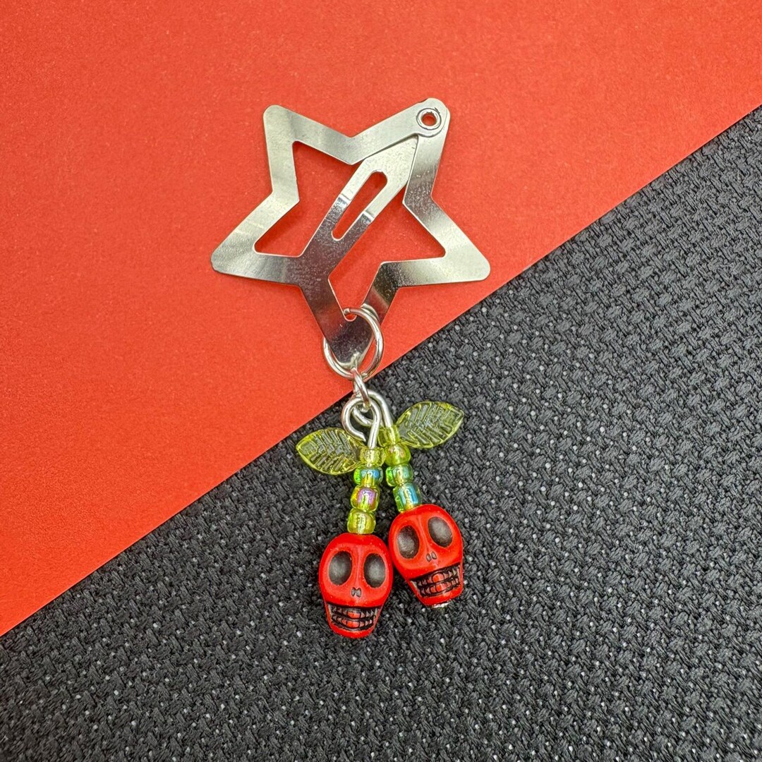 Skull Cherry Goth Alternative Emo Charm Star Hair Clip - Etsy