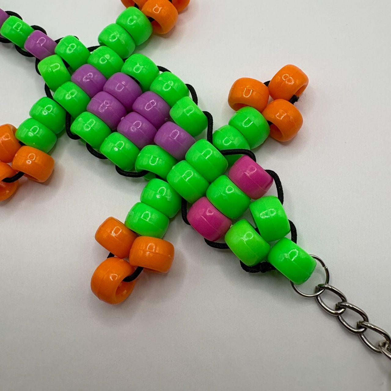 90s Neon Beaded Lizard Key Chain Key Ring - Etsy