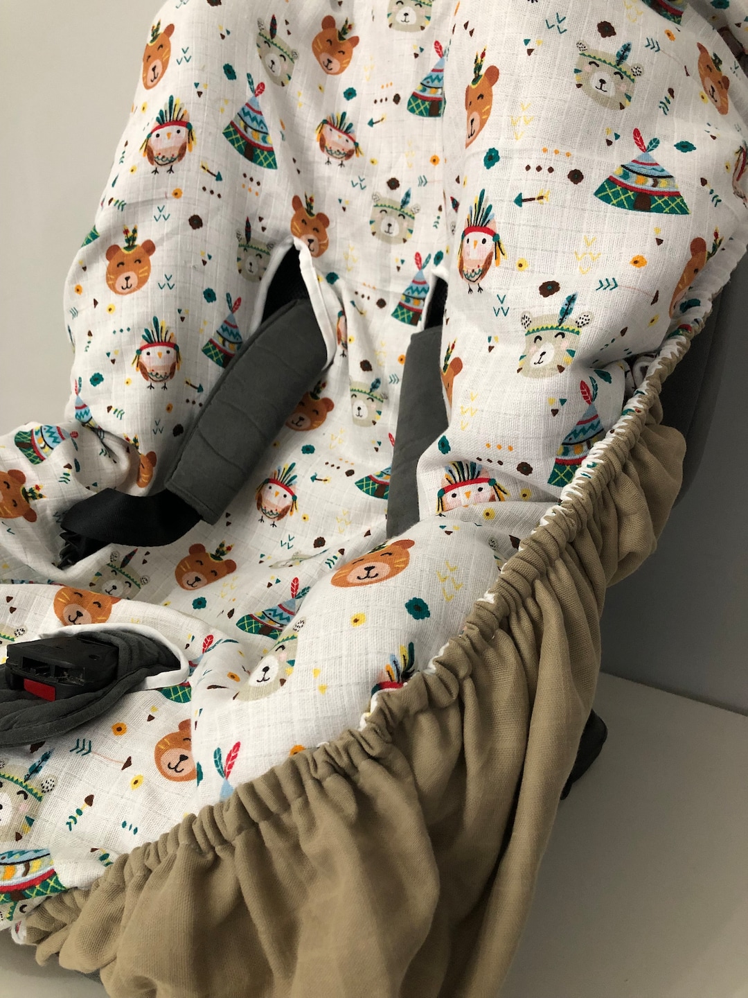 Children's Car Seat Cover, 100 Cotton Universal FIT Easy to Clean