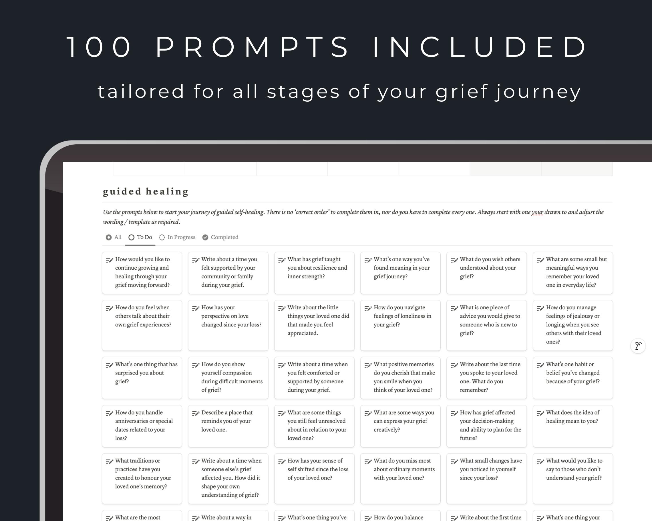 Grief Journal Notion Template: Guided Healing Workbook - Etsy