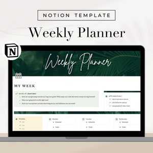 Botanical Bliss Notion Weekly Planner Template | Aesthetic Habit Tracker | Schedule | Tasks | Shopping List, Cleaning & Self-Care Checklists