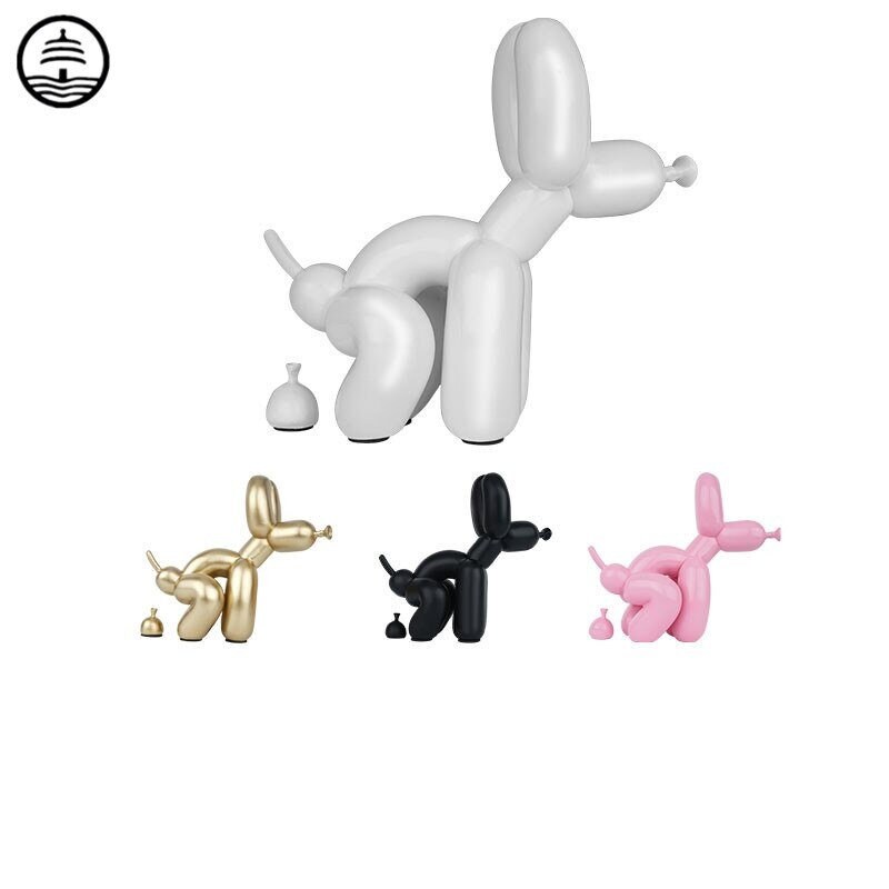 Resin Craft Statue Art Pooping Balloon Dog Sculpture Abstract Animal Figurine 
