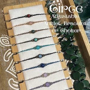 Circe Style, Bohemian Macrame Bracelet or Choker, Handmade, Personalizable Crystal Jewelry