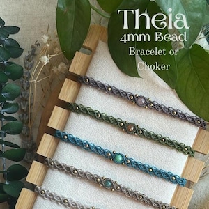 Theia Style, Bohemian Macrame Bracelet or Choker, Handmade, Adjustable, Personalizable Crystal Jewelry
