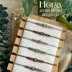 Hera-stijl, boho macramé-armband of choker, handgemaakte, personaliseerbare kristallen sieraden