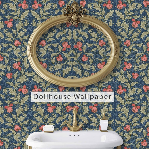 Dollhouse Wallpaper, Antique Dollhouse, Victorian Wallpaper, Floral Antique Wallpaper, Peel and Stick Wallpaper, Fabric Blend Wallpaper