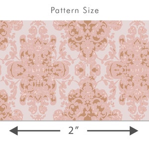 Victorian antique pink damask peel and stick dollhouse wallpaper