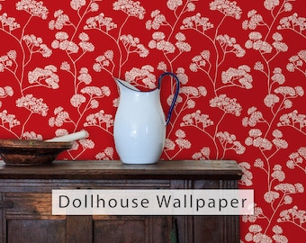 Dollhouse Wallpaper, Antique Wallpaper, Botanical Wallpaper, Flower Wallpaper, Victorian Wallpaper, Peel & Stick Wallpaper, Fabric Wallpaper