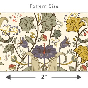 Antique Victorian botanical blue and yellow dollhouse peel and stick wallpaper