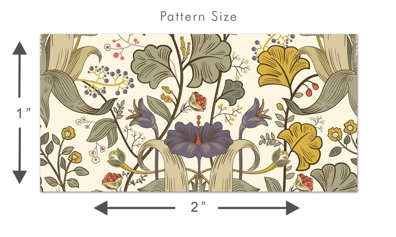 Antique Victorian botanical blue and yellow dollhouse peel and stick wallpaper
