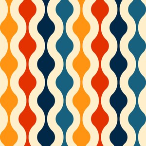 Retro vintage colorful geometric dollhouse fabric peel and stick wallpaper
