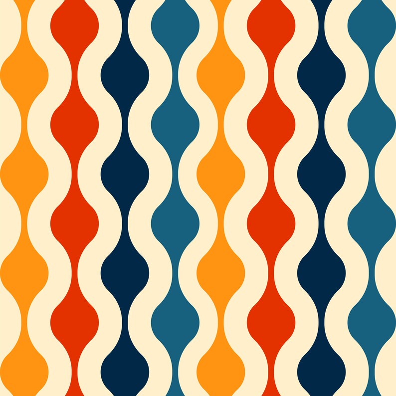 Retro vintage colorful geometric dollhouse fabric peel and stick wallpaper