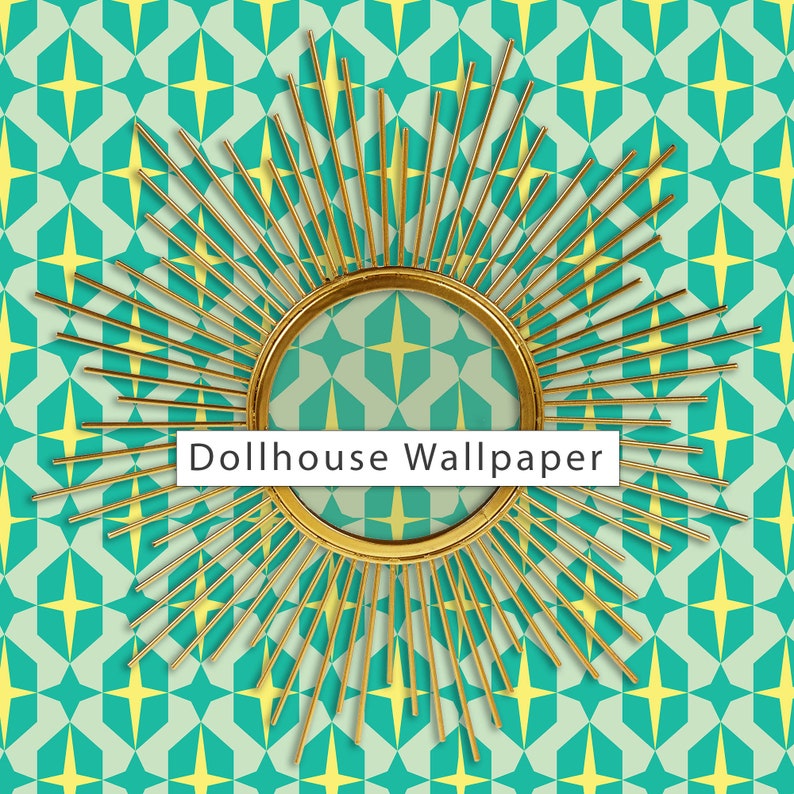 Dollhouse Wallpaper Retro Wallpaper Mid Century Dollhouse Etsy