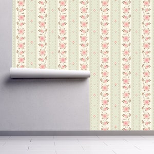 Dollhouse Wallpaper, Antique Dollhouse, Antique Wallpaper, Pink Floral