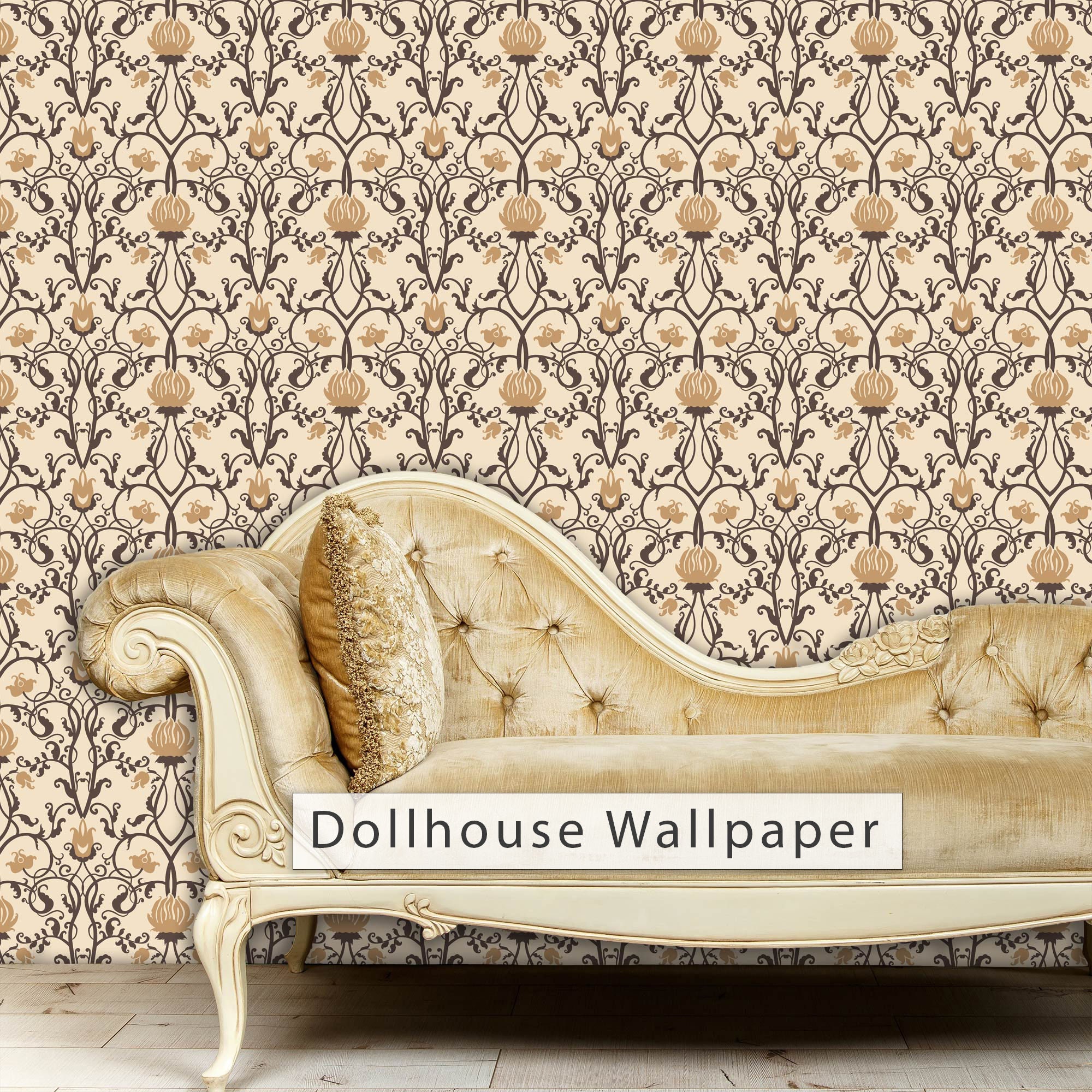 Miniatures Art & Collectibles Fabric Blend Wallpaper Victorian