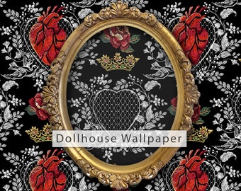 Dollhouse Wallpaper, Fairytale Wallpaper, Gothic Wallpaper, Haunted Dollhouse, Dark Wallpaper, Peel and Stick Wallpaper, Fabric Wallpaper