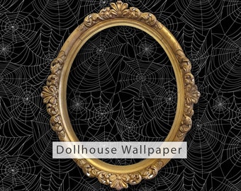 Dollhouse Wallpaper, Haunted Dollhouse, Halloween Gothic Wallpaper, Spider Web Wallpaper, Peel and Stick Wallpaper, Fabric Wallpaper