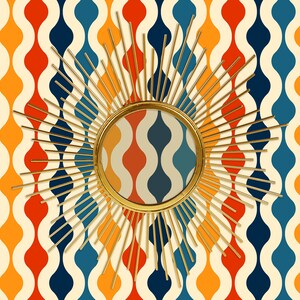 Retro vintage colorful geometric dollhouse fabric peel and stick wallpaper