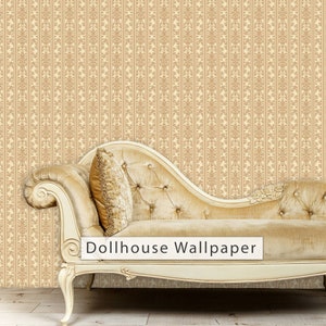 Dollhouse Wallpaper, Antique Dollhouse, Damask Wallpaper, Peel and Stick Wallpaper, Victorian Wallpaper, Fabric Blend Wallpaper