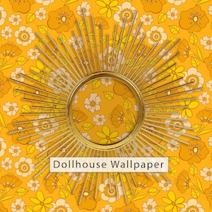 Dollhouse Wallpaper, Retro Wallpaper, Floral Wallpaper, Vintage Wallpaper, Orange Wallpaper, Peel and Stick Wallpaper, Fabric Wallpaper