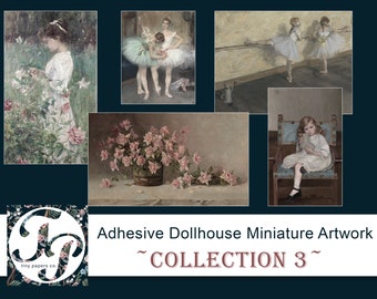 Dollhouse Vintage Artwork, Dollhouse Paintings, Antique Dollhouse, Adhesive Artwork, Vintage Dollhouse, Victorian Dollhouse, Dollhouse Mini
