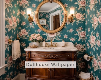 Dollhouse Wallpaper, Antique Dollhouse, Victorian Wallpaper, Botanical Antique Wallpaper, Peel and Stick Wallpaper, Fabric Blend Wallpaper
