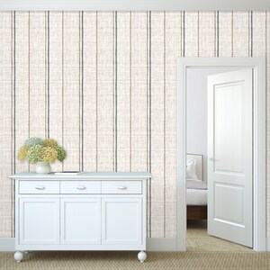 Linen striped farmhouse cottage fabric blend peel and stick dollhouse wallpaper with chest and flowers