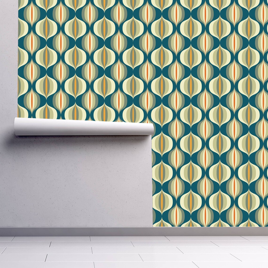 Dollhouse Wallpaper Retro Wallpaper Mid Century Dollhouse Etsy