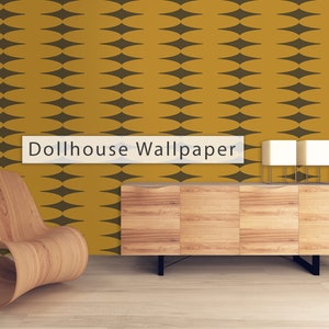 Dollhouse Wallpaper, Retro Wallpaper, Mid Century Geometric Wallpaper, Vintage Wallpaper, Peel and Stick Wallpaper, Fabric Wallpaper