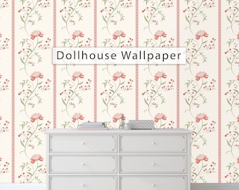 Dollhouse Wallpaper, Victorian Dollhouse, Antique Dollhouse, Antique Wallpaper, Floral Wallpaper, Peel & Stick Wallpaper, Fabric Wallpaper