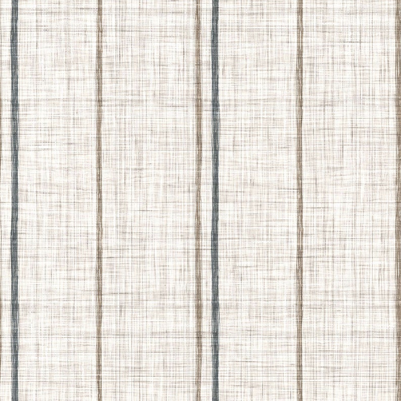 Linen striped farmhouse cottage fabric blend peel and stick dollhouse wallpaper sample