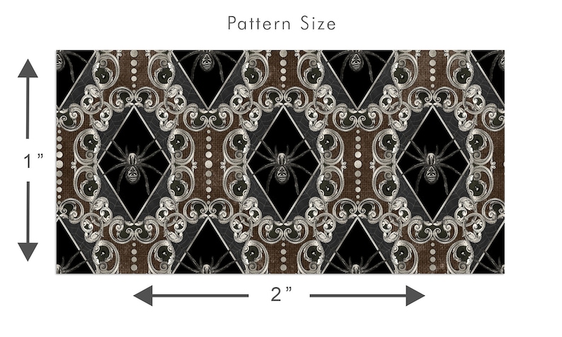 Victorian gothic spider peel and stick dollhouse wallpaper design pattern size graphic