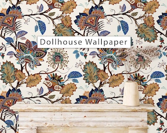 Dollhouse Wallpaper, Antique Dollhouse, Victorian Wallpaper, Chinoiserie Wallpaper, Peel and Stick Wallpaper, Fabric Blend Wallpaper