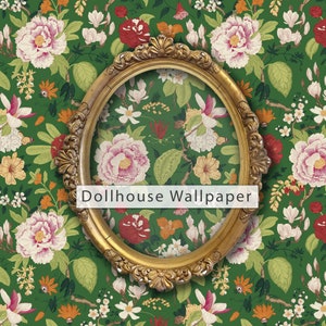 Dollhouse Wallpaper, Antique Dollhouse, Botanical Wallpaper, Victorian Wallpaper, Peel and Stick Wallpaper, Dark Wallpaper, Fabric Wallpaper