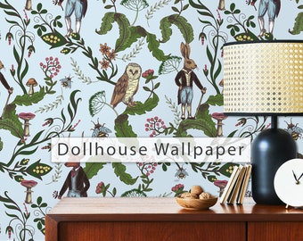 Dollhouse Wallpaper, Antique Dollhouse, Fairytale Wallpaper, Victorian Wallpaper, Peel and Stick Wallpaper, Fabric Blend Wallpaper