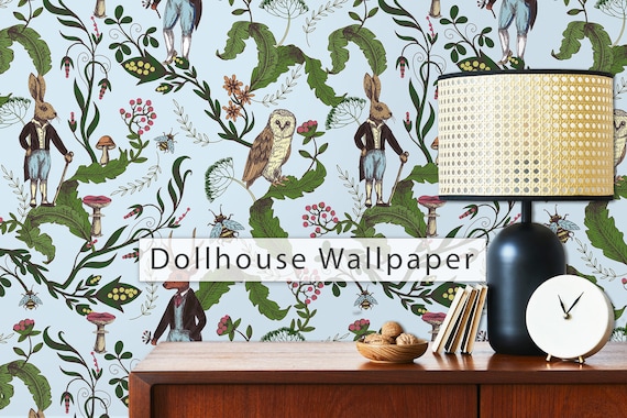 Dollhouse Wallpaper, Antique Dollhouse, Fairytale Wallpaper, Victorian Wallpaper, Peel and Stick Wallpaper, Fabric Blend Wallpaper