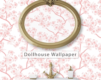 Dollhouse Wallpaper, Antique Dollhouse, Victorian Wallpaper, Chinoiserie Wallpaper, Peel and Stick Wallpaper, Fabric Wallpaper