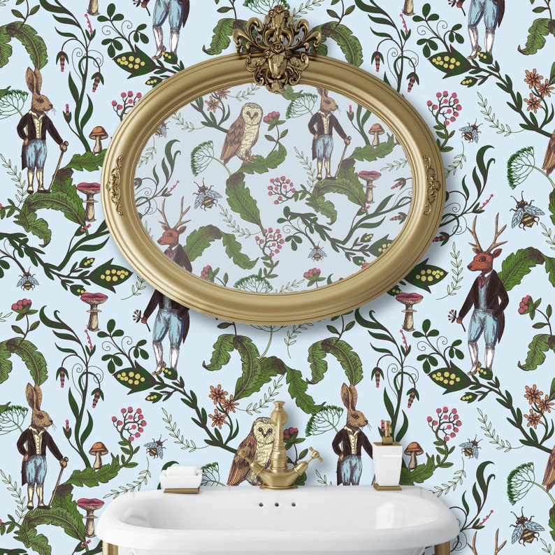 Chinoiseries antique fairytale peel and stick dollhouse wallpaper