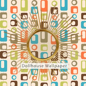 Dollhouse Wallpaper, Retro Wallpaper, Mid-Century Modern Wallpaper, Orange Wallpaper, Peel and Stick Wallpaper, Fabric Wallpaper