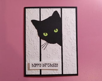 Black Cat, Happy Birthday, MEOW cat card, cat lover, cat mom